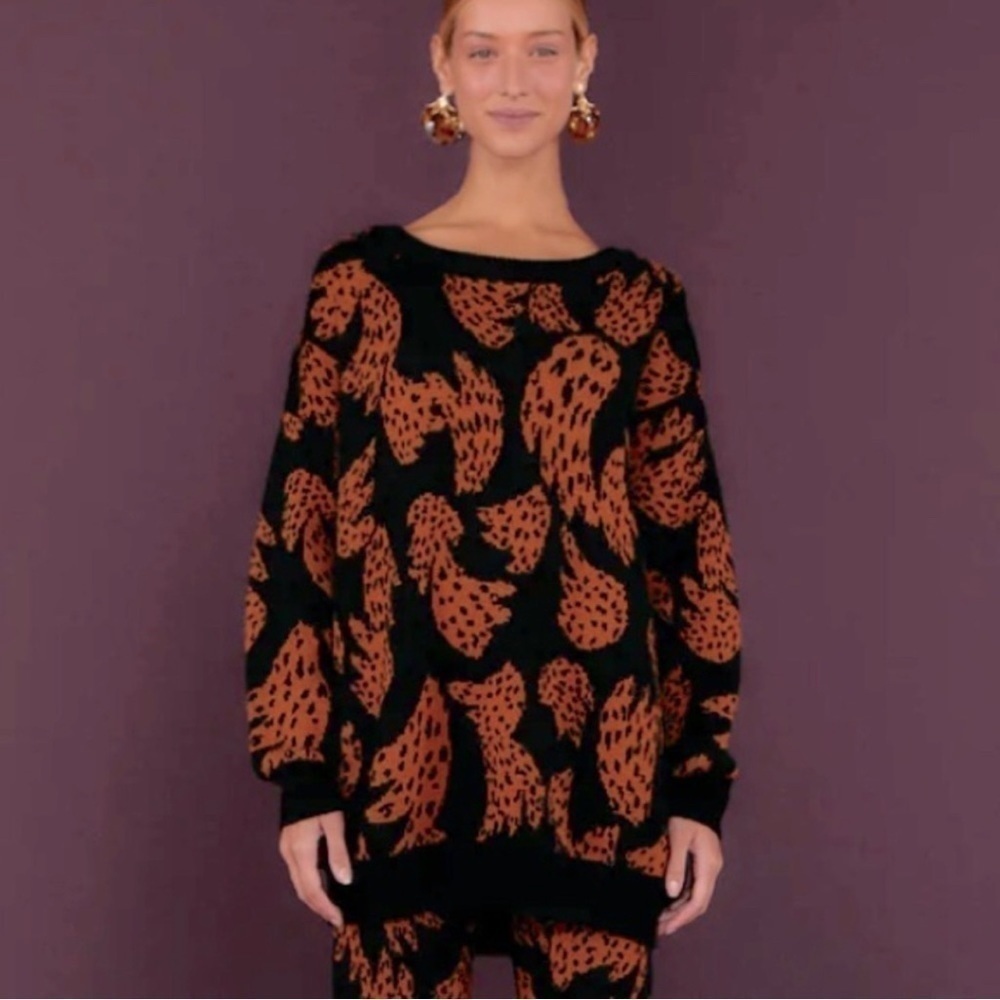 Farm Rio Bananica Print Sweater Animal Print Bananas